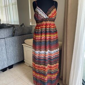 She’s cool stripes Sleeveless Maxi Sundress M